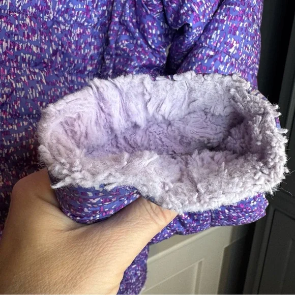 The North Face Girls Reversible Jacket Purple Puffer Fleece Coat Size L (14/16) - Picture 5 of 16